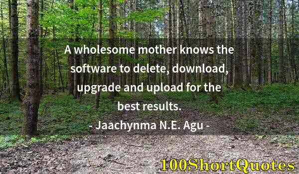 Quote by Albert Einstein: A wholesome mother knows the software to delete, download, upgrade and upload for the best results.