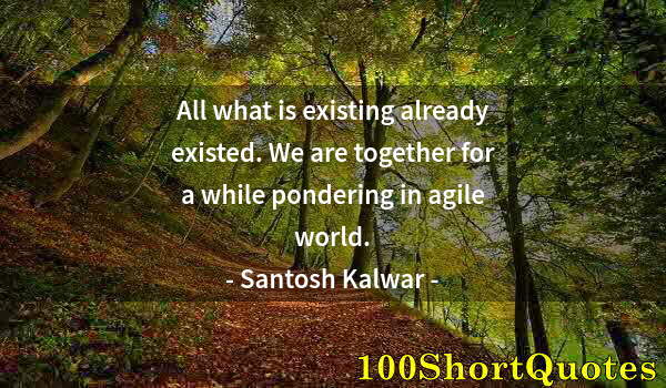 Quote by Albert Einstein: All what is existing already existed. We are together for a while pondering in agile world.