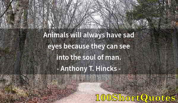 Quote by Albert Einstein: Animals will always have sad eyes because they can see into the soul of man.