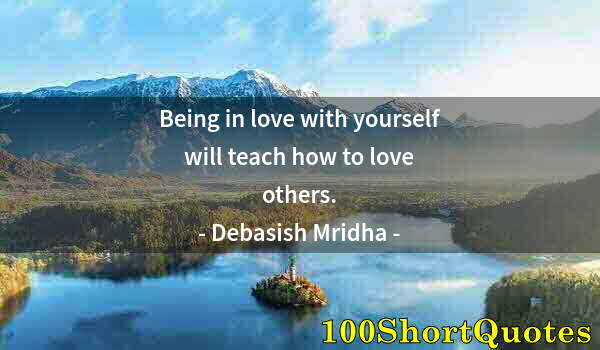 Quote by Albert Einstein: Being in love with yourself will teach how to love others.