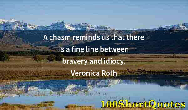 Quote by Albert Einstein: A chasm reminds us that there is a fine line between bravery and idiocy.