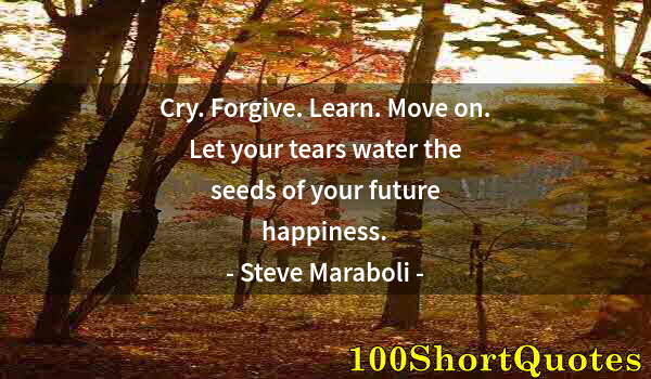 Quote by Albert Einstein: Cry. Forgive. Learn. Move on. Let your tears water the seeds of your future happiness.