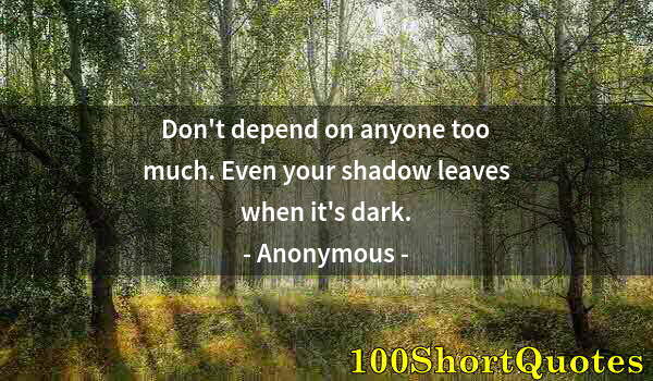 Quote by Albert Einstein: Don't depend on anyone too much. Even your shadow leaves when it's dark.