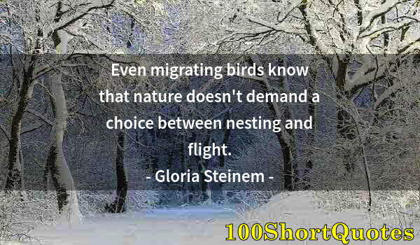 Quote by Albert Einstein: Even migrating birds know that nature doesn't demand a choice between nesting and flight.