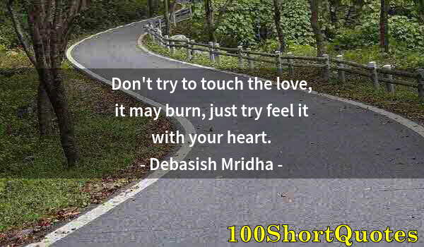 Quote by Albert Einstein: Don't try to touch the love, it may burn, just try feel it with your heart.