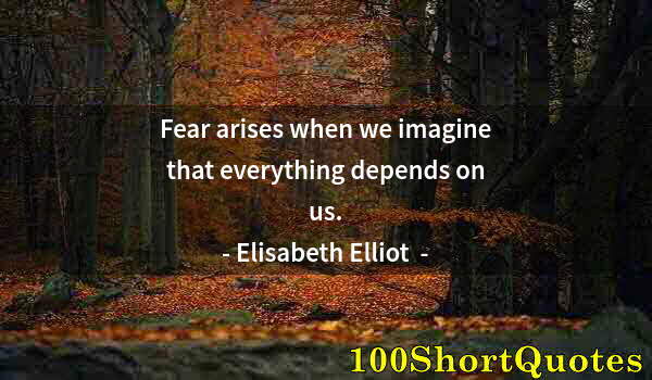 Quote by Albert Einstein: Fear arises when we imagine that everything depends on us.