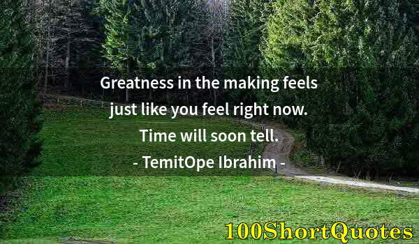 Quote by Albert Einstein: Greatness in the making feels just like you feel right now. Time will soon tell.