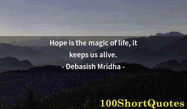 Quote by Albert Einstein: Hope is the magic of life, it keeps us alive.