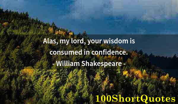 Quote by Albert Einstein: Alas, my lord, your wisdom is consumed in confidence.