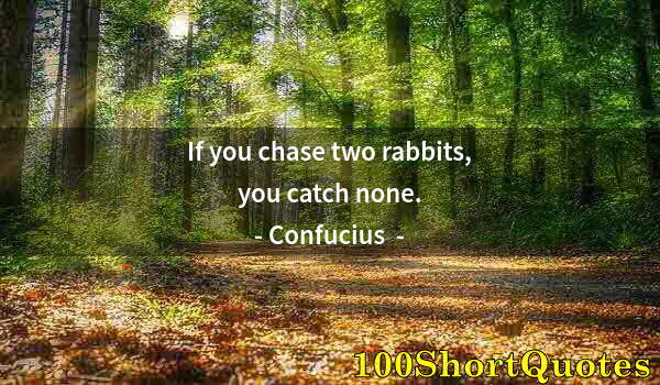 Quote by Albert Einstein: If you chase two rabbits,  you catch none.