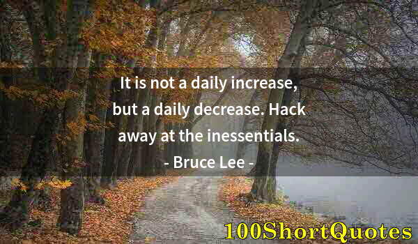 Quote by Albert Einstein: It is not a daily increase, but a daily decrease. Hack away at the inessentials.