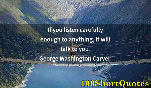 Quote by Albert Einstein: If you listen carefully enough to anything, it will talk to you.