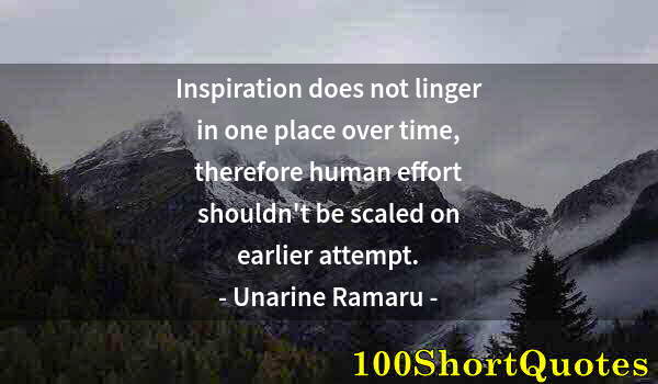 Quote by Albert Einstein: Inspiration does not linger in one place over time, therefore human effort shouldn't be scaled on ea...