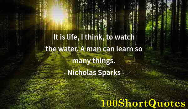 Quote by Albert Einstein: It is life, I think, to watch the water. A man can learn so many things.