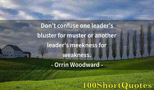 Quote by Albert Einstein: Don't confuse one leader's bluster for muster or another leader's meekness for weakness.