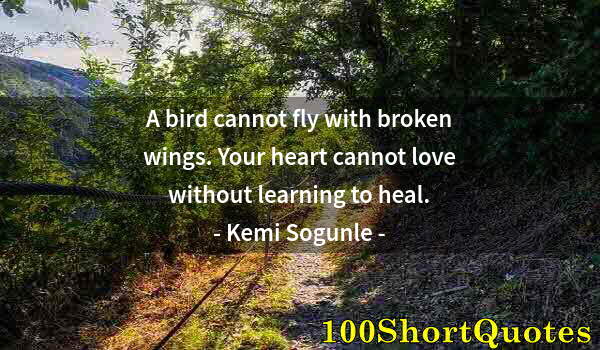 Quote by Albert Einstein: A bird cannot fly with broken wings. Your heart cannot love without learning to heal.