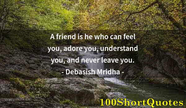 Quote by Albert Einstein: A friend is he who can feel you, adore you, understand you, and never leave you.