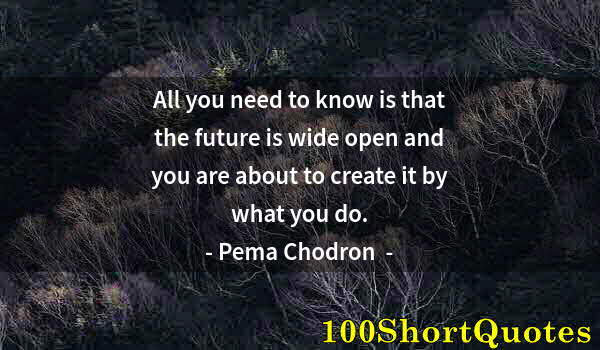 Quote by Albert Einstein: All you need to know is that the future is wide open and you are about to create it by what you do.