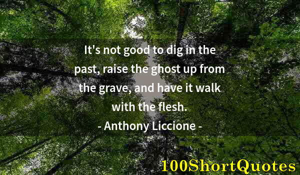 Quote by Albert Einstein: It's not good to dig in the past, raise the ghost up from the grave, and have it walk with the flesh...