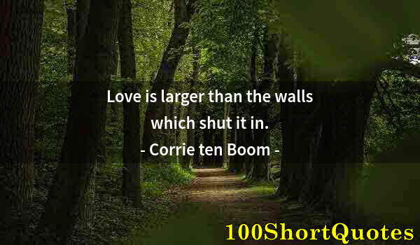 Quote by Albert Einstein: Love is larger than the walls which shut it in.