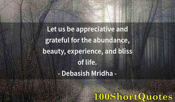 Quote by Albert Einstein: Let us be appreciative and grateful for the abundance, beauty, experience, and bliss of life.