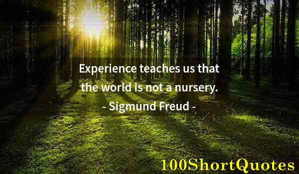 Quote by Albert Einstein: Experience teaches us that the world is not a nursery.