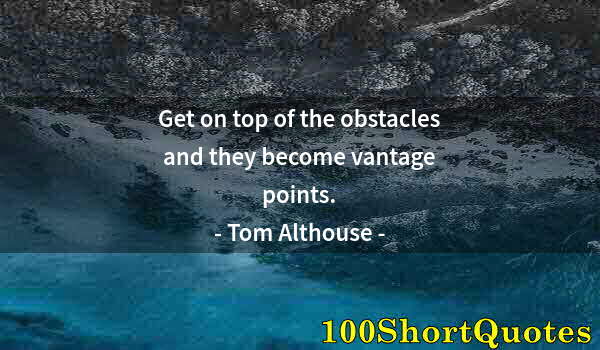 Quote by Albert Einstein: Get on top of the obstacles and they become vantage points.