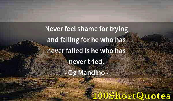 Quote by Albert Einstein: Never feel shame for trying and failing for he who has never failed is he who has never tried.