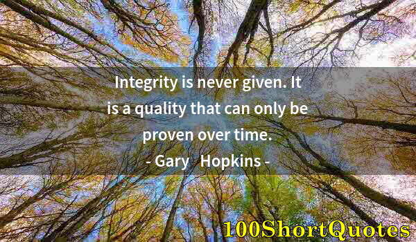 Quote by Albert Einstein: Integrity is never given. It is a quality that can only be proven over time.