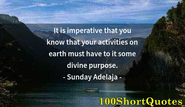 Quote by Albert Einstein: It is imperative that you know that your activities on earth must have to it some divine purpose.