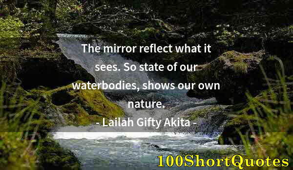 Quote by Albert Einstein: The mirror reflect what it sees. So state of our waterbodies, shows our own nature.