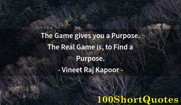 Quote by Albert Einstein: The Game gives you a Purpose. The Real Game is, to Find a Purpose.