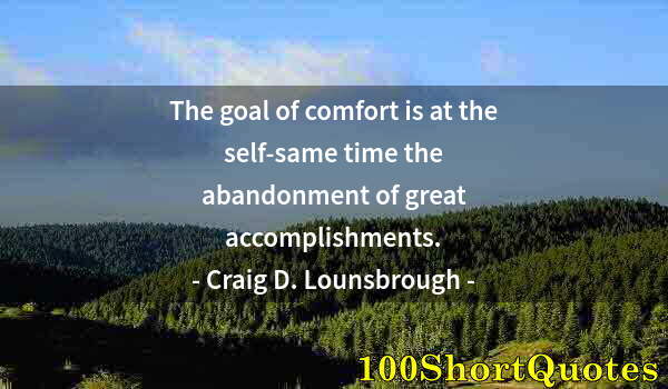 Quote by Albert Einstein: The goal of comfort is at the self-same time the abandonment of great accomplishments.