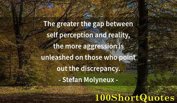 Quote by Albert Einstein: The greater the gap between self perception and reality, the more aggression is unleashed on those w...