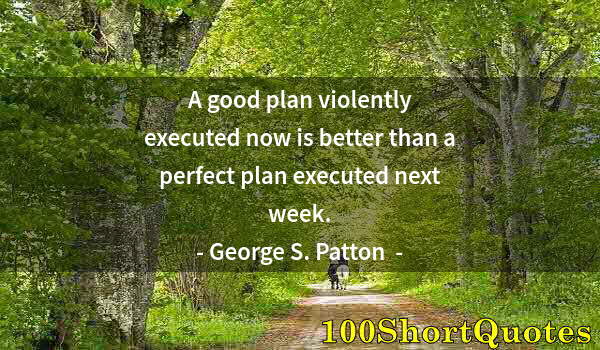 Quote by Albert Einstein: A good plan violently executed now is better than a perfect plan executed next week.