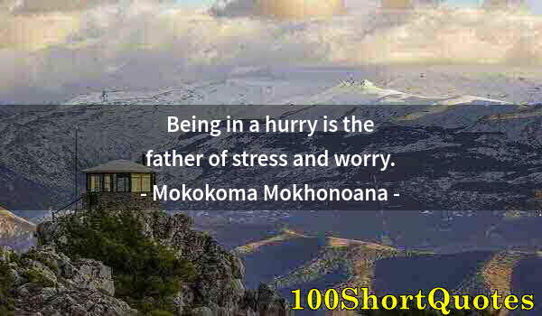 Quote by Albert Einstein: Being in a hurry is the father of stress and worry.