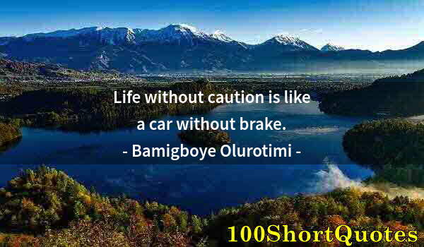 Quote by Albert Einstein: Life without caution is like a car without brake.