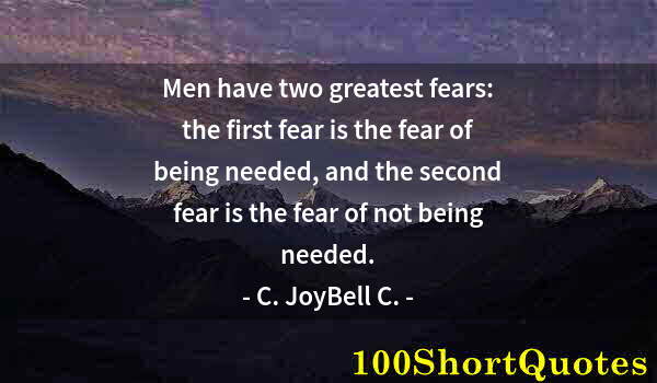 Quote by Albert Einstein: Men have two greatest fears: the first fear is the fear of being needed, and the second fear is the ...