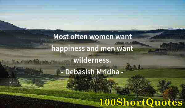 Quote by Albert Einstein: Most often women want happiness and men want wilderness.