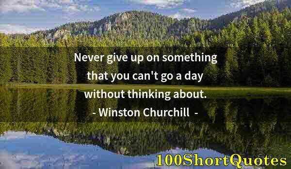 Quote by Albert Einstein: Never give up on something that you can't go a day without thinking about.