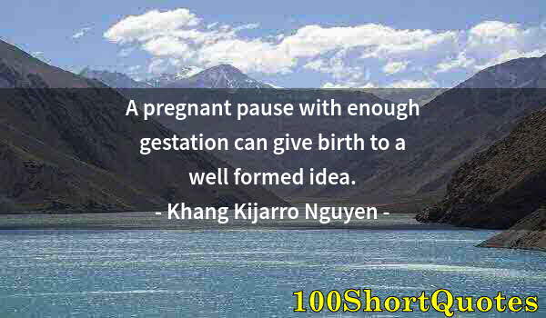 Quote by Albert Einstein: A pregnant pause with enough gestation can give birth to a well formed idea.