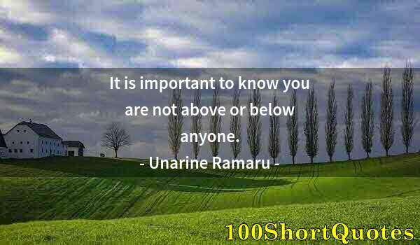 Quote by Albert Einstein: It is important to know you are not above or below anyone.