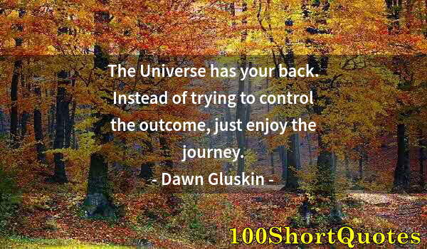 Quote by Albert Einstein: The Universe has your back. Instead of trying to control the outcome, just enjoy the journey.