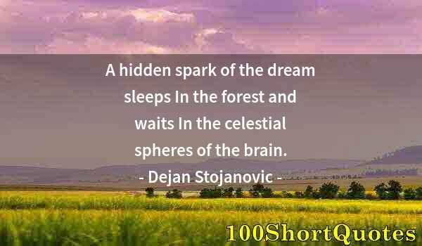 Quote by Albert Einstein: A hidden spark of the dream sleeps In the forest and waits In the celestial spheres of the brain.