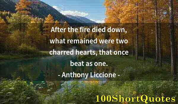 Quote by Albert Einstein: After the fire died down, what remained were two charred hearts, that once beat as one.