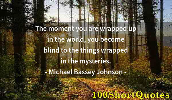 Quote by Albert Einstein: The moment you are wrapped up in the world, you become blind to the things wrapped in the mysteries.