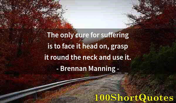 Quote by Albert Einstein: The only cure for suffering is to face it head on, grasp it round the neck and use it.