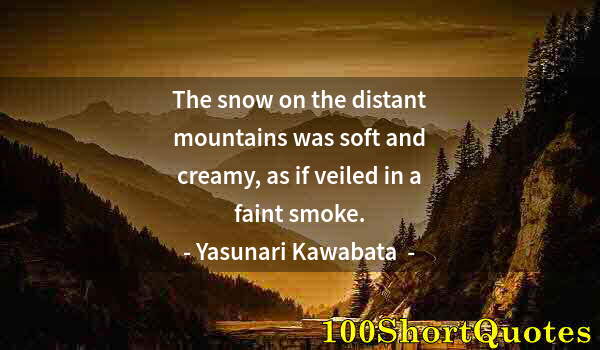 Quote by Albert Einstein: The snow on the distant mountains was soft and creamy, as if veiled in a faint smoke.