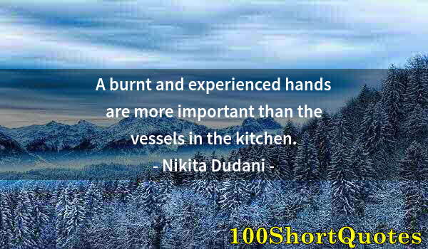 Quote by Albert Einstein: A burnt and experienced hands are more important than the vessels in the kitchen.