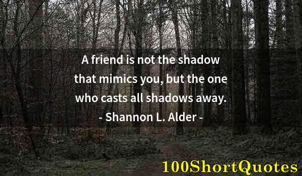 Quote by Albert Einstein: A friend is not the shadow that mimics you, but the one who casts all shadows away.